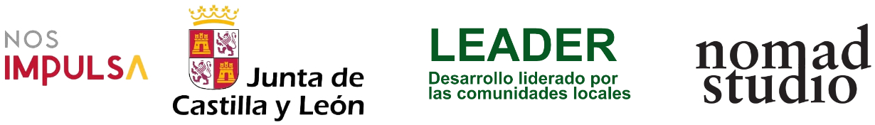Logos: Nos Impulsa, Junta de Castilla y León, LEADER, Nomad Studio